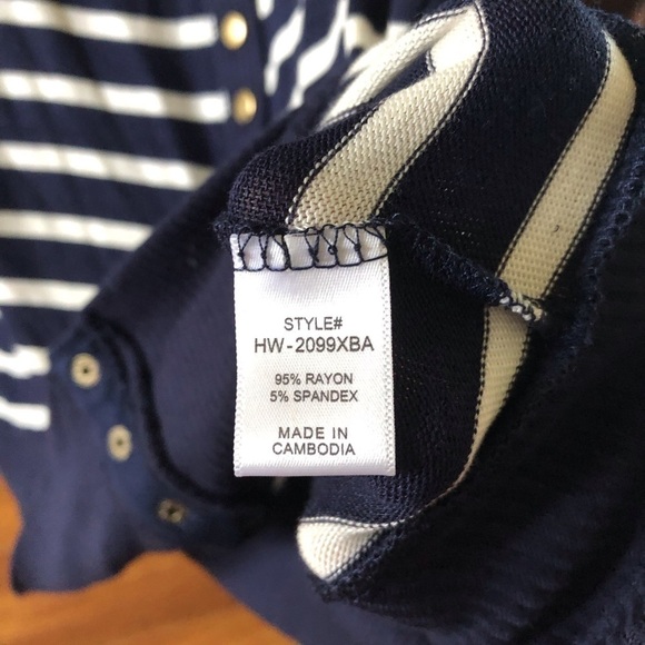 Zenana navy & white lightweight stripe snap button down cardigan sweater size 1X - Picture 7 of 9